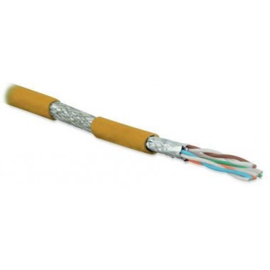 Кабель витая пара экранир. SFTP4-C6A-S23-IN-LSZH-OR-500 (S/FTP) кат. 6a 4 пары (23 AWG) ож (solid) каждая пара в фольге общий экран - медная оплетка; для внутр. прокладки нг(А)-HF оранж. (уп.500м) Hyperline 445100