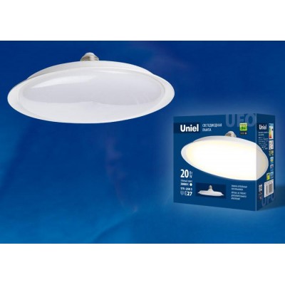 Лампа светодиодная LED-U165-20W/3000K/E27/FR PLU01WH UFO 20Вт матовая 3000К тепл. бел. E27 (упак. картон) Uniel UL-00004570