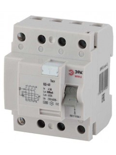 Выключатель дифференциального тока (УЗО) 4п 63А/300мА ВД-40 (электронное) SIMPLE-mod-54 ЭРА Б0039274