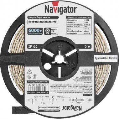 Лента светодиодная 80 314 NLS-5050CW30-7.2-IP65-12V-Pro R5 (уп.5м) Navigator 80314