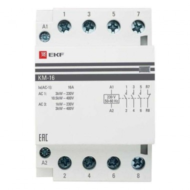 Контактор модульный КМ 16А 2NО+2NC (3 мод.) PROxima EKF km-3-16-22