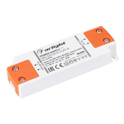 Блок питания ARV-SN12015-FLAT-B 12В 1.25А 15Вт IP20 пластик 3 года Arlight 029276