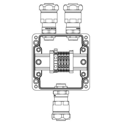 Коробка клеммная Ex из GRP; 1Ex e IIC T5 Gb IP66; клеммы 4кв.мм - 5шт.; А/C: ввод D10.5-18мм под небронированный кабель в металлорукаве Dt20мм. Ni - 3шт. DKC 1231.031.20.001