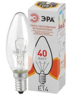 Лампа накаливания ДС 40-230-E14-CL 40Вт свеча (B36) 230В E14 ЭРА Б0039127