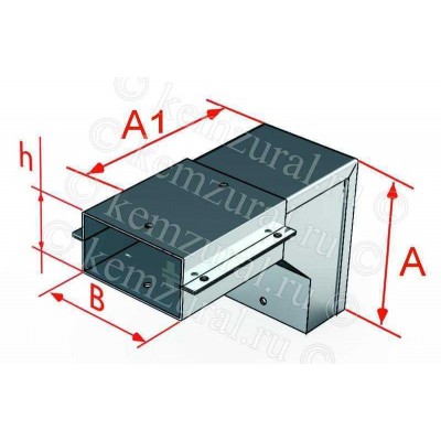 Короб угловой для поворота трассы вниз на 90град. 1мм СУНц200х100-У90Н У1 КЭМЗ p170 201003 22