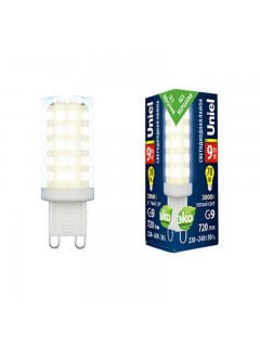 Лампа светодиодная LED-JCD-9W/3000K/G9/CL GLZ09TR прозр. картон Uniel UL-00006488