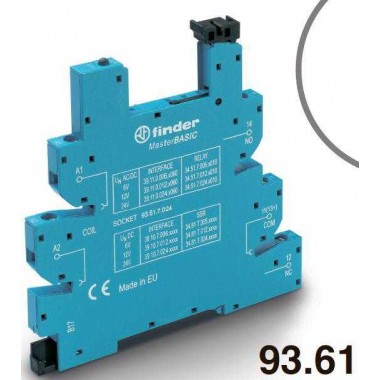 Розетка MasterBASIC с винт. клеммами (с зажимной клетью) для реле 34 серии 230В AC в комплекте пластик. клипса опции: LED FINDER 93618230