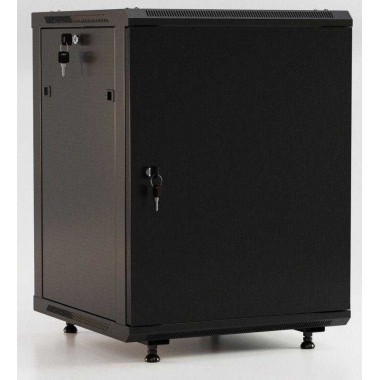 Шкаф настенный TWB-FC-1566-SR-RAL9004 19дюйм. 15U 775х600х600мм метал. передн. дверь с замком две боковые панели с возмож. установки на ножки черный (RAL 9004) (разобранный) Hyperline 395557