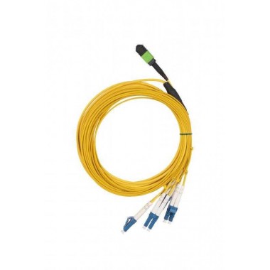 Сборка транковая TC-MC3-9-MPOF8/AX-4xDLC/UX-IN-1/5M-LSZH-YL fan out 1хMPO (мама)- 4хLC (duplex) 8 волокон SM 9/125 (OS2) LSZH без комплекта для протяжки 5м длина фуркации 1м Hyperline 414091