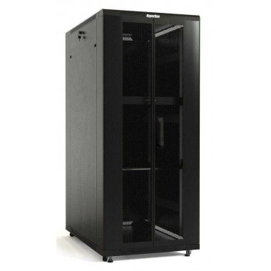 Шкаф напольный TTB-3266-DD-RAL9004 19дюйм 32U 1610х600х600мм передн. и задн. распашн. перфор. двери (75%) ручка с замком; крыша нового типа черный (RAL 9004) (разобранный) Hyperline 396981