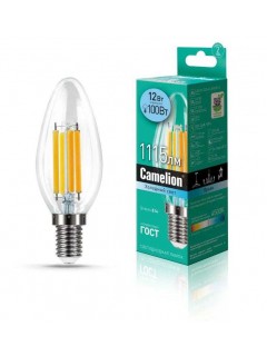 Лампа светодиодная филаментная LED12-C35-FL/845/E14 12Вт 220В Camelion 13709