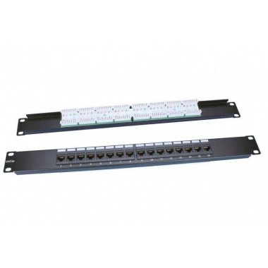 Патч-панель PP3-19-16-8P8C-C5E-110D 19дюйм 1U 16 портов RJ45 кат. 5e Dual IDC ROHS черн. Hyperline 246054