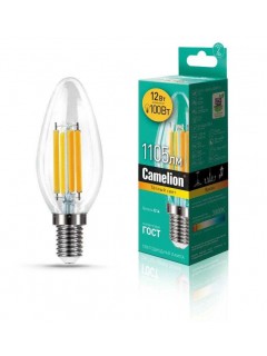 Лампа светодиодная филаментная LED12-C35-FL/830/E14 12Вт 220В Camelion 13708