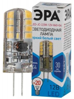 Лампа светодиодная LED-JC-2.5W-12V-840-G4 200лм ЭРА Б0033192