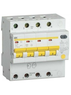 Выключатель автоматический дифференциального тока селективный 4п 25А 100мА тип AC АД14S IEK MAD13-4-025-C-100