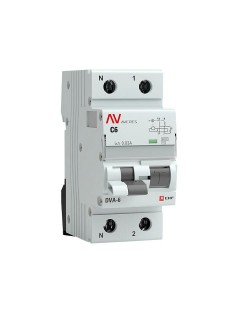 Выключатель автоматический дифференциального тока 2п (1P+N) C 6А 30мА тип AC 6кА DVA-6 Averes EKF rcbo6-1pn-6C-30-ac-av