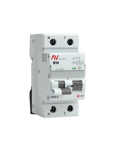 Выключатель автоматический дифференциального тока 2п (1P+N) B 16А 30мА тип AC 6кА DVA-6 Averes EKF rcbo6-1pn-16B-30-ac-av