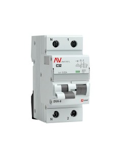Выключатель автоматический дифференциального тока 2п (1P+N) C 32А 30мА тип AC 6кА DVA-6 Averes EKF rcbo6-1pn-32C-30-ac-av