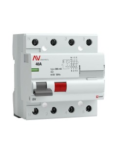 Выключатель дифференциального тока (УЗО) 4п 40А 300мА тип AC DV AVERES EKF rccb-4-40-300-ac-av