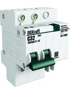 Выключатель автоматический дифференциального тока 2п (1P+N) C 32А 30мА тип AC ДИФ-101 со встроен. защит. от сверхтоков DEKraft 15160DEK