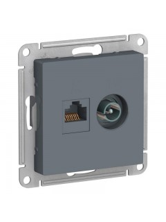 Розетка компьютерная + телевизионная 2-м AtlasDesign RJ45 кат.5E + TV механизм грифель SE ATN000789