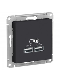 Розетка USB AtlasDesign тип A+A 5В 1х2.1А 2х1.05А механизм карбон SE ATN001033