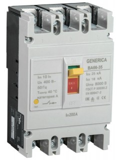 Выключатель автоматический 3п 200А 25кА ВА66-35 GENERICA SAV30-3-0200-G