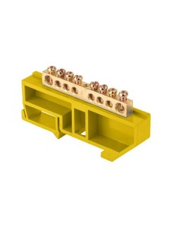 Шина нулевая N 6х9 8 отвер. латунь желт. изолятор на DIN-рейку PROxima EKF sn0-63-08-dz