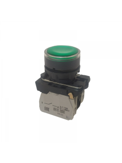Кнопка КМЕ4122мЛ-24В-зеленый-2но+2нз-цилиндр-индикатор-IP40 КЭАЗ 274302