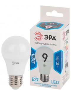 Лампа светодиодная A60-9W-840-E27 грушевидная 720лм ЭРА Б0032247