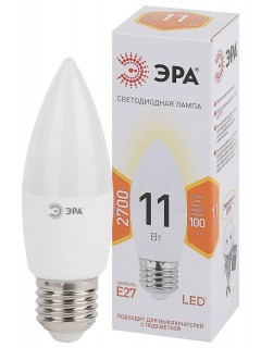 Лампа светодиодная B35-11W-827-E27 свеча 880лм ЭРА Б0032981