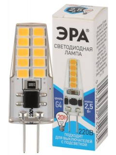 Лампа светодиодная LED-JC-2.5W-220V-SLC-840-G4 JC 2.5Вт капсульная 4000К нейтр. бел. G4 220В Эра Б0049092