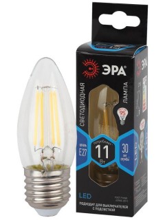 Лампа светодиодная филаментная F-LED B35-11W-840-E27 11Вт B35 свеча 4000К нейтр. бел. E27 Эра Б0046988