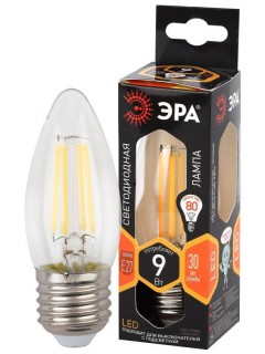 Лампа светодиодная филаментная F-LED B35-9w-827-E27 B35 9Вт свеча E27 тепл. бел. ЭРА Б0046993