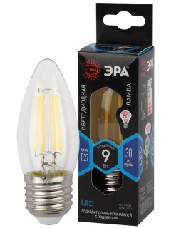 Лампа светодиодная филаментная F-LED B35-9W-840-E27 9Вт B35 свеча 4000К нейтр. бел. E27 Эра Б0046997