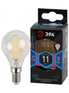 Лампа светодиодная филаментная F-LED P45-11W-840-E14 11Вт P45 шар 4000К нейтр. бел. E14 Эра Б0047014
