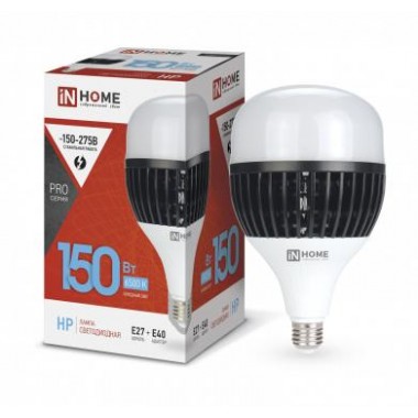 Лампа светодиодная LED-HP-PRO 150Вт грушевидная 6500К холод. бел. E27 14250лм 150-275В с адаптером E40 бел. IN HOME 4690612035703