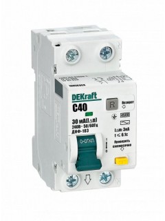 Выключатель автоматический дифференциального тока 2п (1P+N) C 40А 30мА тип AC 4.5кА ДИФ-103 DEKraft 16056DEK