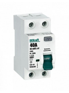 Выключатель дифференциального тока (УЗО) 2п 40А 30мА тип AC 6кА УЗО-03 DEKraft 14209DEK