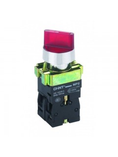 Переключатель NP2-BK12461 2 полож. с фиксацией 1НО красн. AC/DC 220В (LED) IP40 CHINT 574697