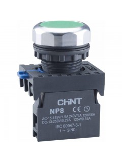 Кнопка управления NP8-10BN/3 без подсветки зел. 1НО IP65 (R) CHINT 667232