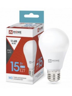 Лампа светодиодная низковольтная LED-MO-PRO 15Вт грушевидная 6500К холод. бел. E27 1200лм 12-48В IN HOME 4690612036366