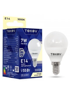 Лампа светодиодная 7Вт G45 3000К Е14 176-264В TOKOV ELECTRIC TKE-G45-E14-7-3K