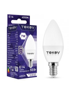 Лампа светодиодная 7Вт С37 4000К Е14 176-264В TOKOV ELECTRIC TKE-C37-E14-7-4K