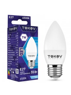 Лампа светодиодная 7Вт С37 6500К Е27 176-264В TOKOV ELECTRIC TKE-C37-E27-7-6.5K