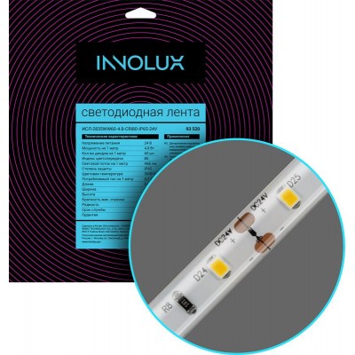 Лента светодиодная 93 520 СДЛ-2835WW60-4.8-CRI80-IP65-24V (уп.5м) INNOLUX 93520