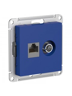 Розетка 2-м. AtlasDesign ТВ + компьютерная RJ45 кат. 5Е аквамарин SE ATN001189