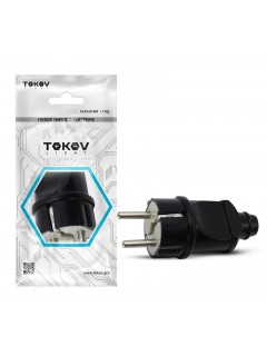 Вилка прямая 16А 250В с заземл. черн. TOKOV ELECTRIC TKL-PLZ-C05