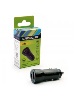 Адаптер автомобильный ELX-CA01-C02 1USB+1Type C 12В 5В/3А LED коробка черн. ERGOLUX 15106