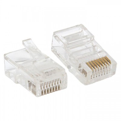 Коннектор RJ-45 TERACOM неэкранированный 8P8C Cat.5E универсальный (уп.10шт) EKF TRC-PLUG-5EUTP-10